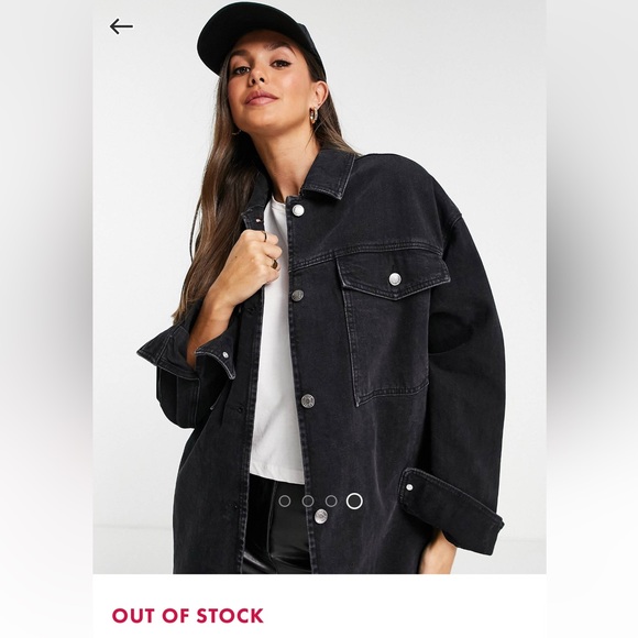 ASOS Tall Denim Oversized Shacket in Washed Black. - Picture 2 of 4